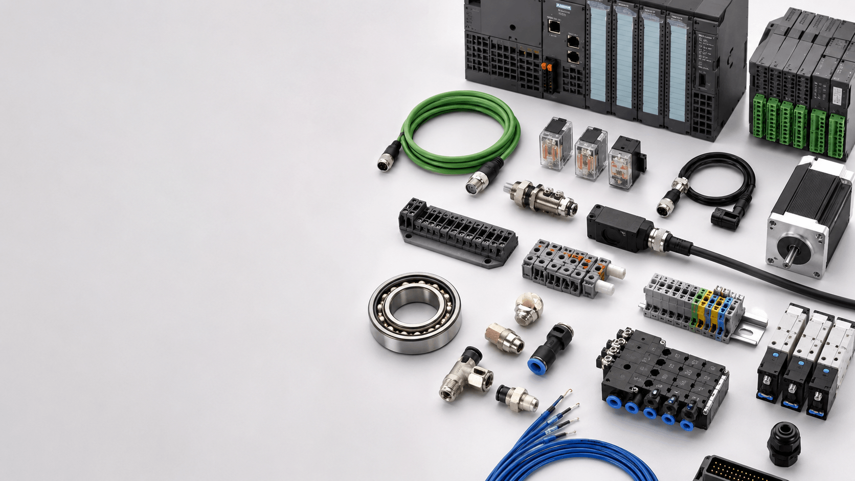 Industrial automation and MRO components arranged for sourcing